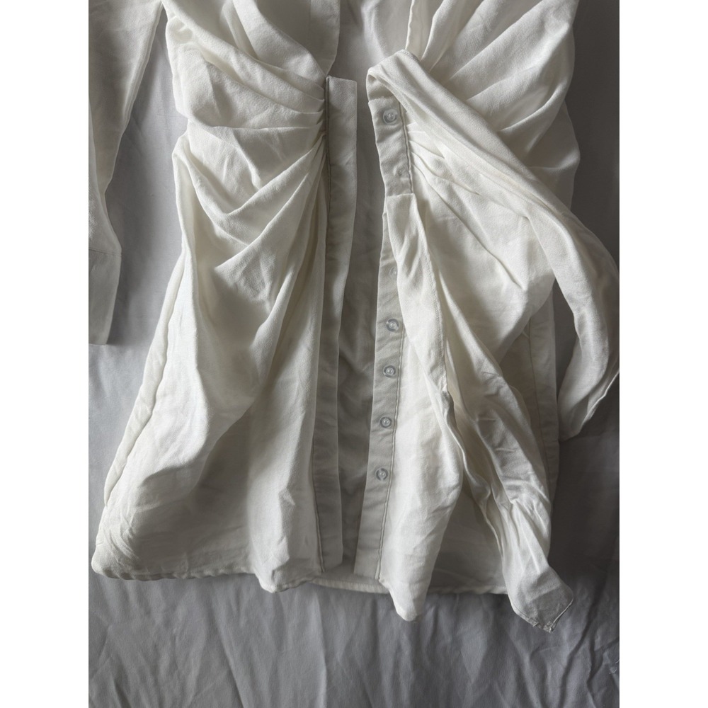 Nasty Gal Collection White Twist Front Shirt Dress Women's US 4 UK 8 - Picture 3 of 8